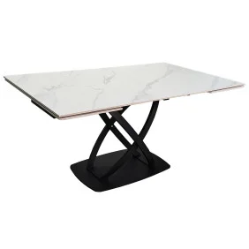 Обеденный раскладной стол HILDA CERAMIC 160(240)*90 белый мат/черный