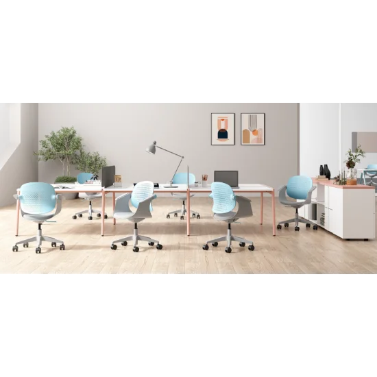 Крісло офісне ARLEN світло-бірюзове/сіра тканина/сірий каркас 9