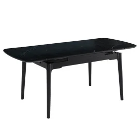 Раскладной обеденный стол DUBLIN CERAMIC 120(180)×80, черный матовый/черный каркас