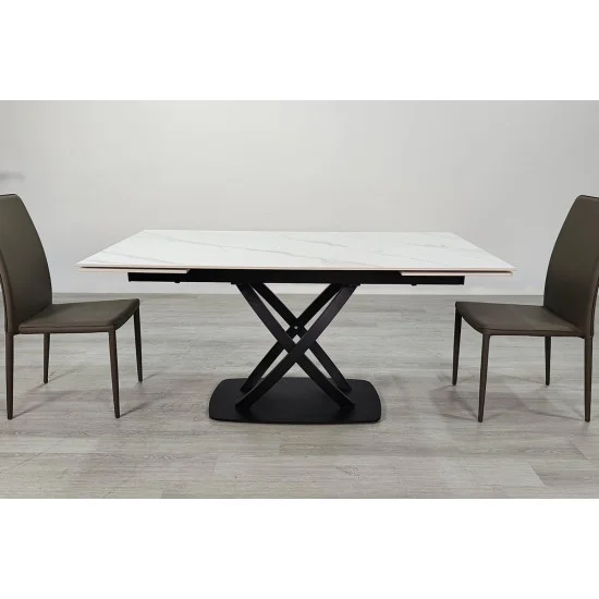 Обеденный раскладной стол HILDA CERAMIC 160(240)*90 белый мат/черный 5