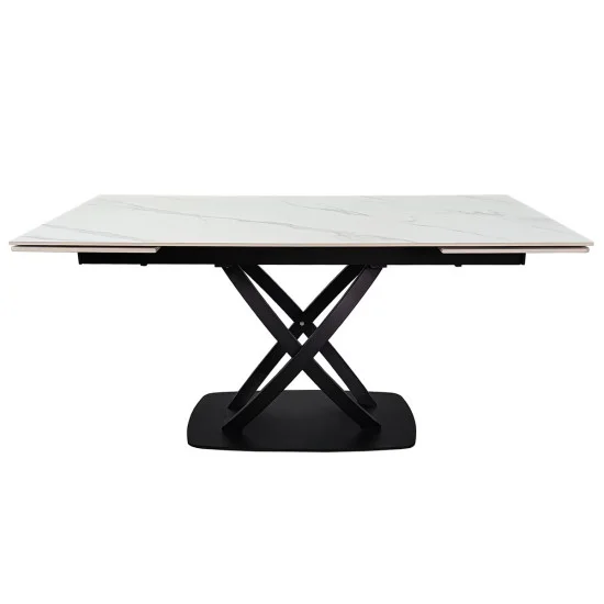 Обеденный раскладной стол HILDA CERAMIC 160(240)*90 белый мат/черный 2