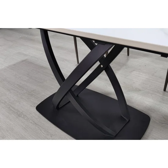 Обеденный раскладной стол HILDA CERAMIC 160(240)*90 белый мат/черный 7