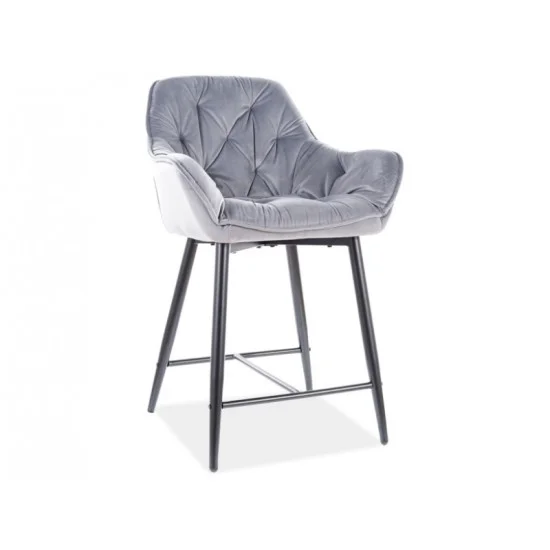 Полубарный стул CHERRY H-2 VELVET черный каркас / серый BLUVEL 14 CHERRYH2VCSZ 1