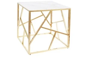 Журнальний столик ESCADA B II білий ефект мармуру / золото 55X55 ESCADABMAZL