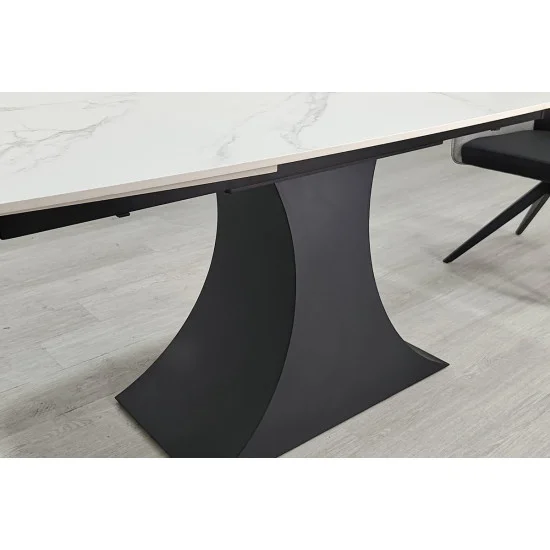 Стіл обідній розкладний GILBERT CERAMIC 160(240)*90 білий мат/чорний 8