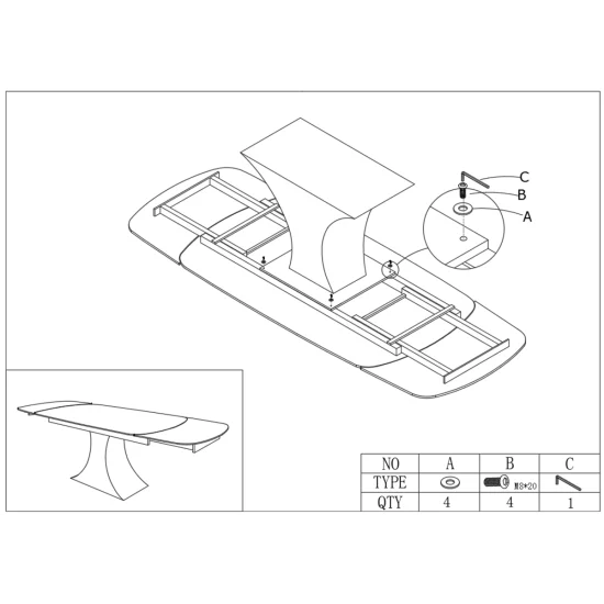 Стіл обідній розкладний GILBERT CERAMIC 160(240)*90 білий мат/чорний 11