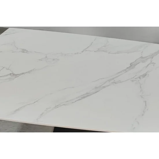 Стіл обідній розкладний GILBERT CERAMIC 160(240)*90 білий мат/чорний 9