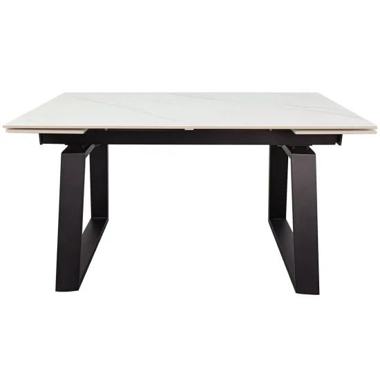 Стол обеденный раскладной BERNARD CERAMIC 140(200)*90 белый мат/черный 2