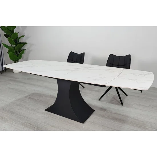 Стіл обідній розкладний GILBERT CERAMIC 160(240)*90 білий мат/чорний 5