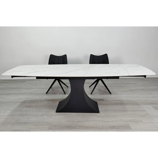 Стіл обідній розкладний GILBERT CERAMIC 160(240)*90 білий мат/чорний 4