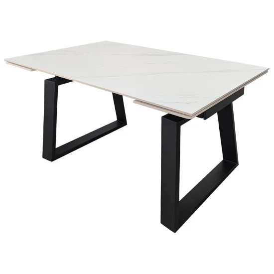 Стол обеденный раскладной BERNARD CERAMIC 140(200)*90 белый мат/черный 3