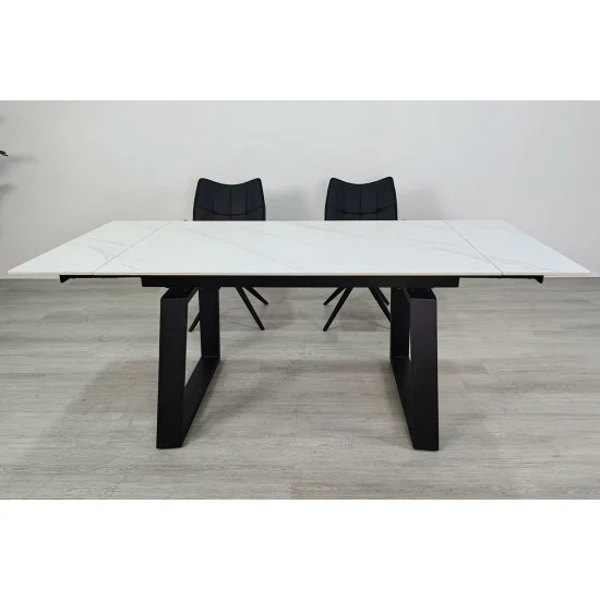 Стол обеденный раскладной BERNARD CERAMIC 140(200)*90 белый мат/черный 6