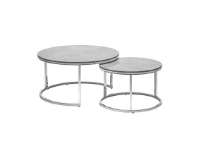 Журнальний столик ALABAMA B сірий глянець еф.мармуру/срібний (к-кт)
