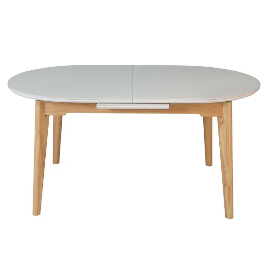 Раскладной обеденный стол ALBERTO CERAMIC 160(200) × 90, бежевый матовый / дерево 1