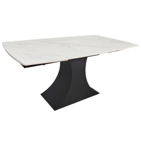 Обеденный раскладной стол GILBERT CERAMIC 160(240)*90 белый мат/черный