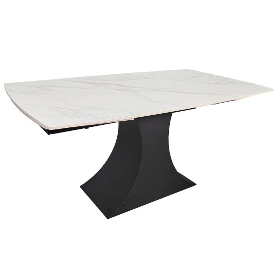 Стіл обідній розкладний GILBERT CERAMIC 160(240)*90 білий мат/чорний 1