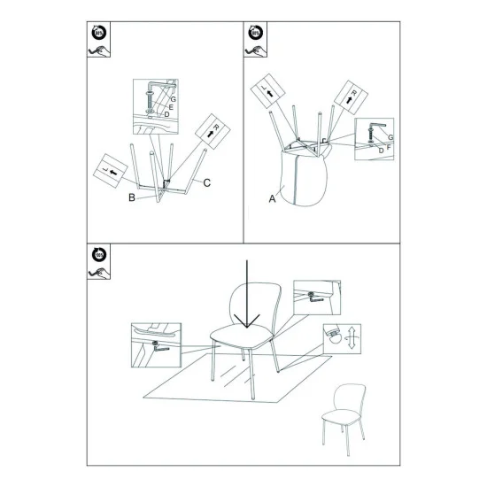 Стул кухонный CARO Черный каркас / Коричневая ткань 8