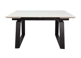 Стіл обідній розкладний BERNARD CERAMIC 140(200)*90 білий мат/чорний