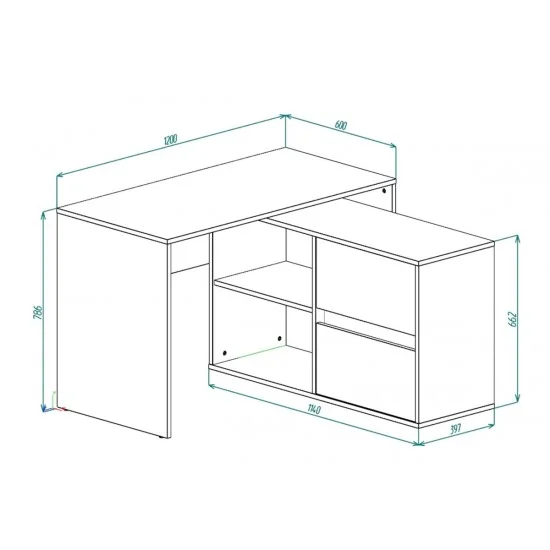 Cтіл письмовий кутовий TWIN B 120x60 Білий діамант 4