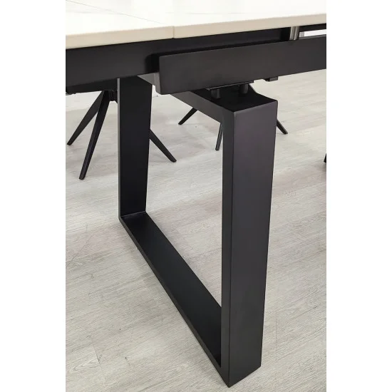 Стол обеденный раскладной BERNARD CERAMIC 140(200)*90 белый мат/черный 9