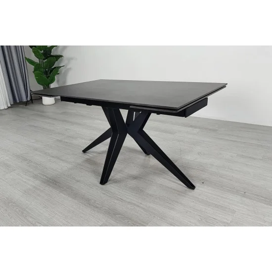 Стіл обідній розкладний VINCENT CERAMIC 140(200)*90 графіт мат/чорний 6