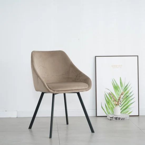 Стул кухонный PEPIO черный каркас/темно-бежевый велюр  9