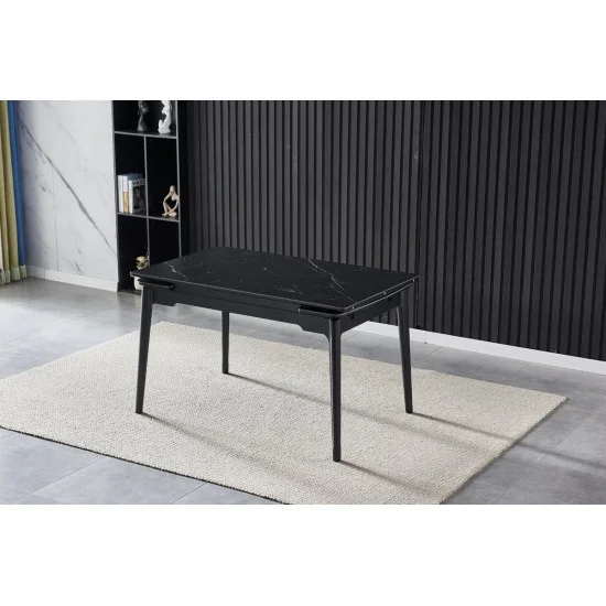 Стіл обідній розкладний BONN CERAMIC 130(180)*80 чорний мат/чорний каркас 2