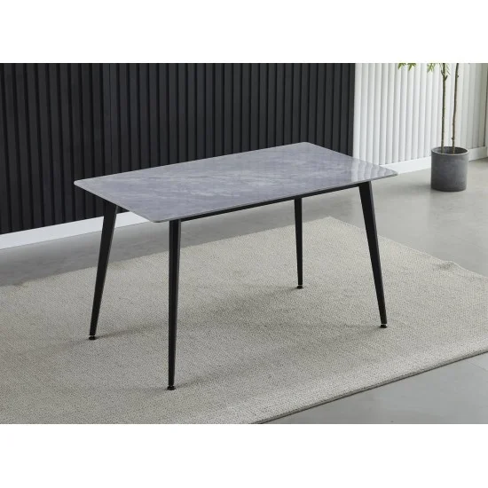 Стол обеденный SABA CERAMIC 130*70 серый глянец / черный каркас 5