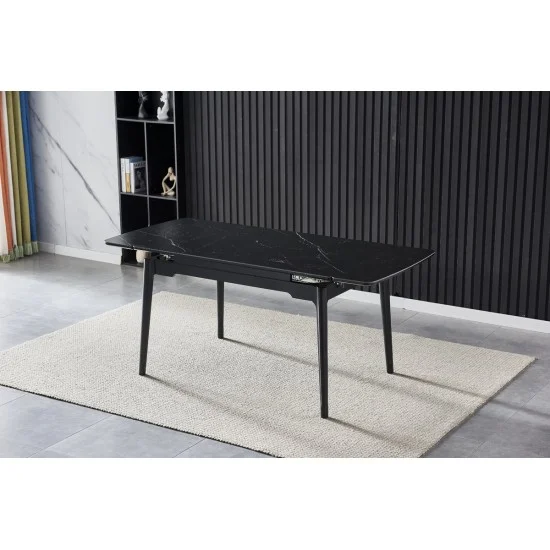 Стіл обідній розкладний BONN CERAMIC 130(180)*80 чорний мат/чорний каркас 3
