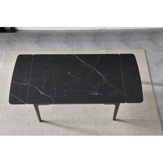 Стіл обідній розкладний BONN CERAMIC 130(180)*80 чорний мат/чорний каркас 8
