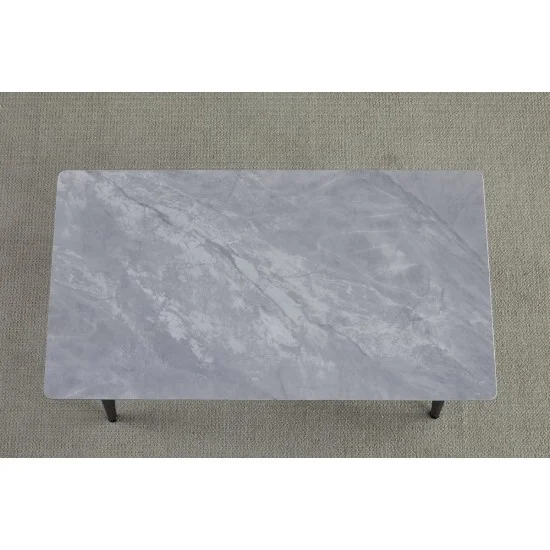 Стол обеденный SABA CERAMIC 130*70 серый глянец / черный каркас 4