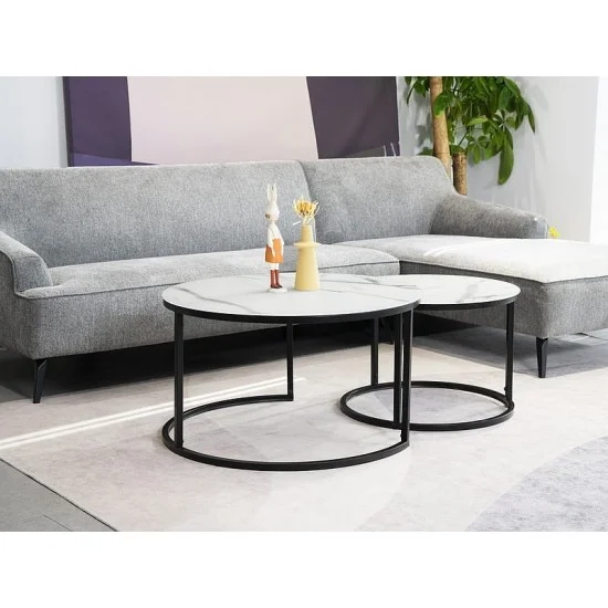 Журнальный столик ATLANTA C белый мат эф.мрамора / черный мат (комплект) ATLANTACBC 2