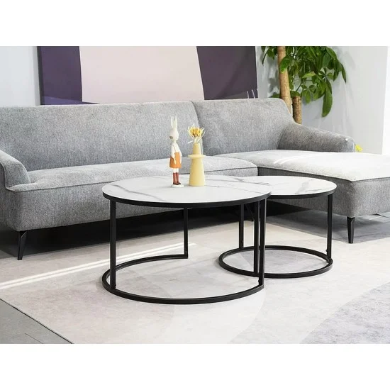 Журнальный столик ATLANTA C белый мат эф.мрамора / черный мат (комплект) ATLANTACBC 4