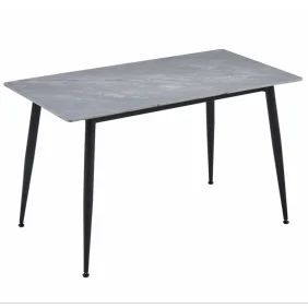 Стол обеденный SABA CERAMIC 130*70 серый глянец / черный каркас