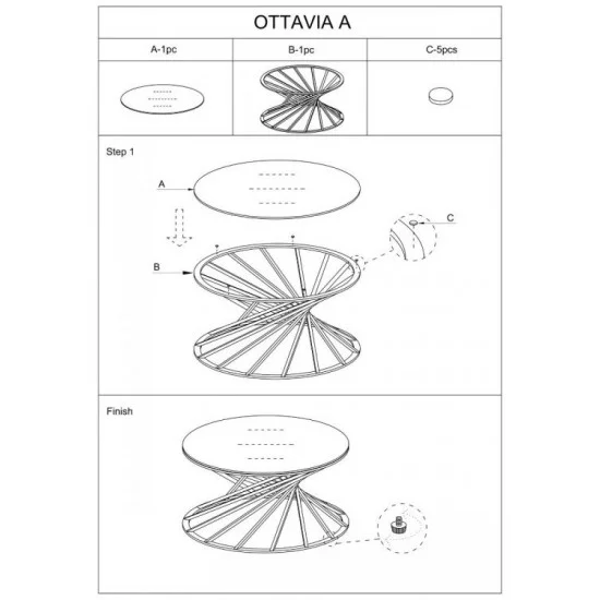 Журнальный столик OTTAVIA A стекло дымчатое янтарное / золото OTTAVIAACTZL 2