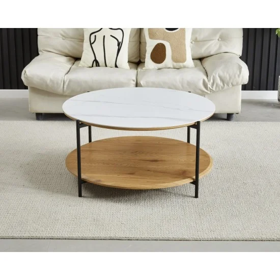 Журнальный столик IDAHO белый/дуб 4