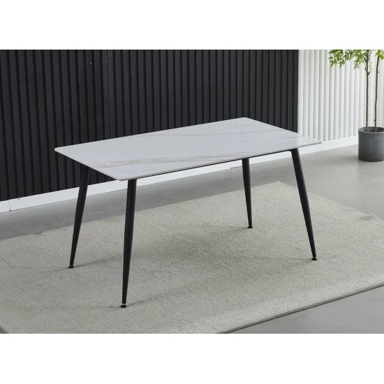 Стіл обідній KING CERAMIC 140*80 білий глянець/чорний мат 2