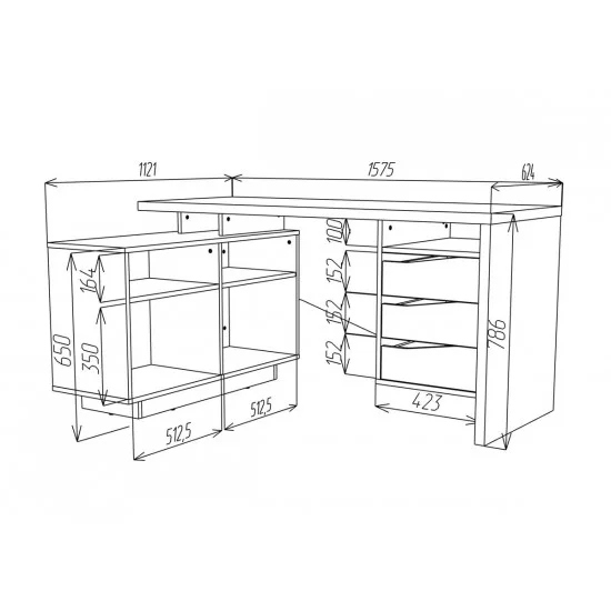 Стіл письмовий CONNECT 3 L SK 157×78 см. Дуб кремона котта / Стоун бейж 5