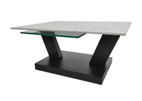 Журнальний столик ARIZONA сірий глянець+скло/чорний