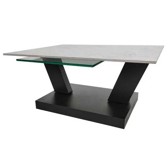 Журнальний столик ARIZONA сірий глянець+скло/чорний 1