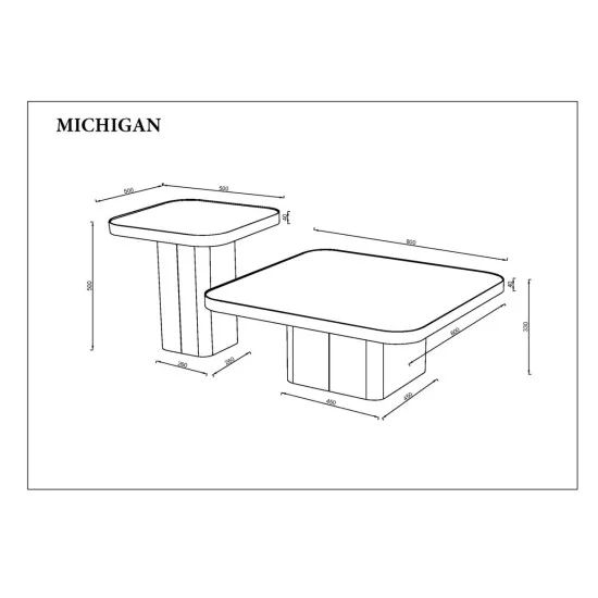 Журнальний столик MICHIGAN білий глянець/чорний (к-кт) 7