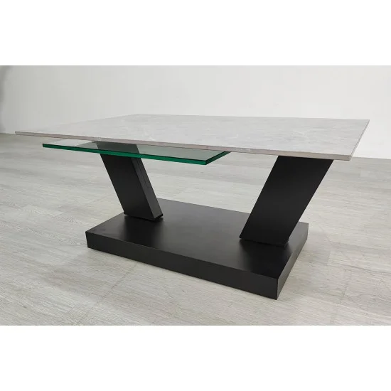 Журнальний столик ARIZONA сірий глянець+скло/чорний 3