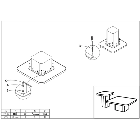 Журнальний столик MICHIGAN білий глянець/чорний (к-кт) 8