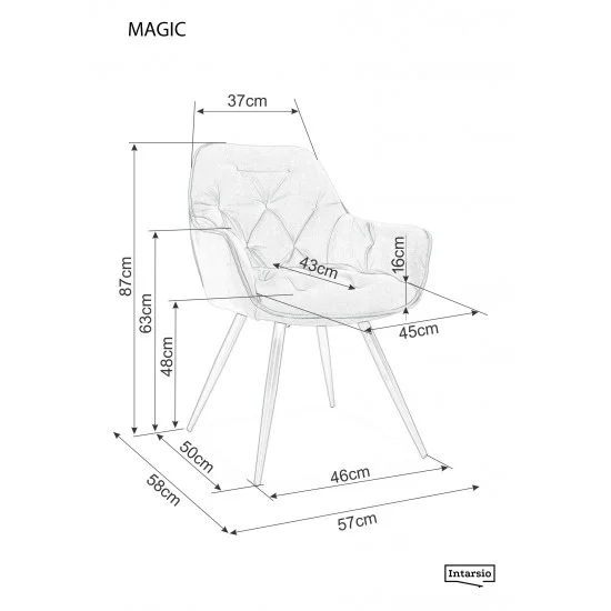 Стул кухонный MAGIC черный каркас / бежевый велюр  2