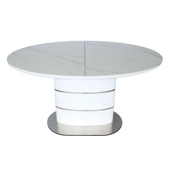 Стол обеденный раскладной SANREMO CERAMIC белый эффект мрамора / белый глянец 160(200)X90 13