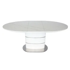 Стол обеденный раскладной SANREMO CERAMIC белый эффект мрамора / белый глянец 160(200)X90