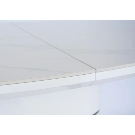 Стол обеденный раскладной SANREMO CERAMIC белый эффект мрамора / белый глянец 160(200)X90 18