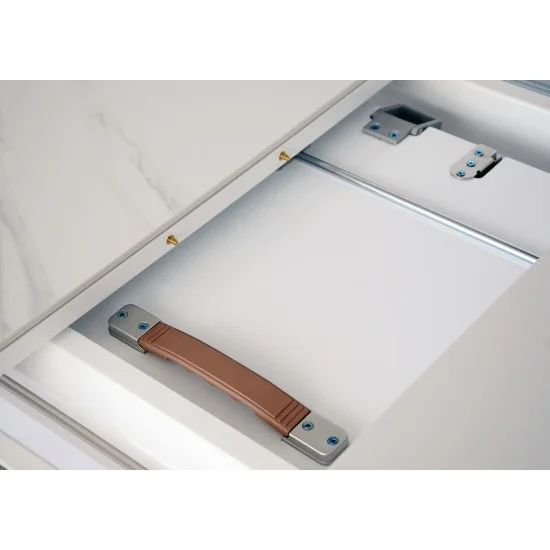 Стол обеденный раскладной SANREMO CERAMIC белый эффект мрамора / белый глянец 160(200)X90 16