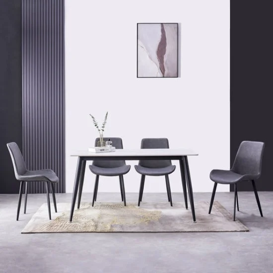 Стіл обідній KING CERAMIC 140*80 білий глянець/чорний мат 5