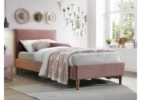 Односпальная кровать ACOMA VELVET 90X200 античная роза / дуб BLUVEL 52 ACOMAV90ARD